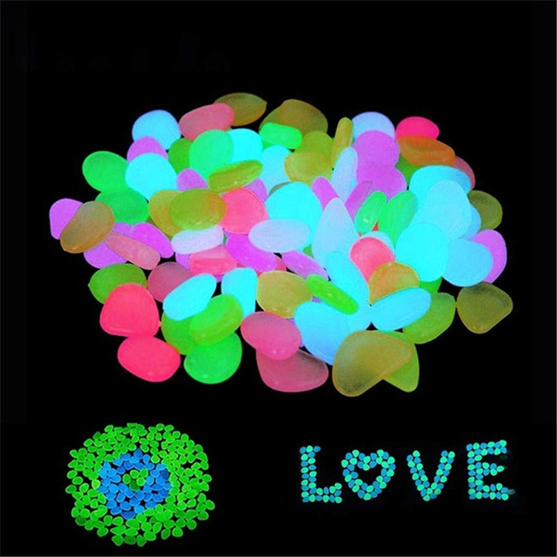 200PCS Dark Luminous Garden Pebbles