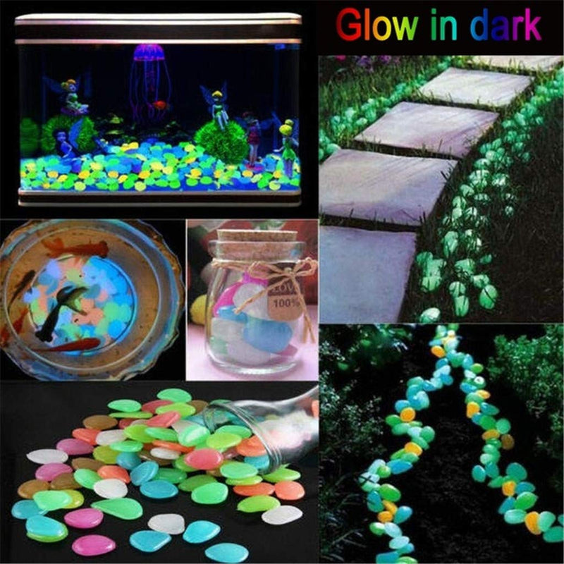 200PCS Dark Luminous Garden Pebbles