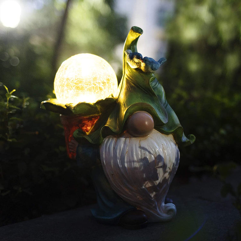 Solar Garden Gnome Statue - Fairy Ball