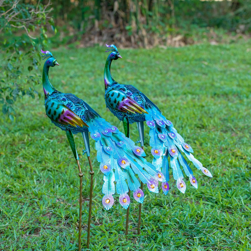 Solar Powered Majestic Peacock Garden Statue