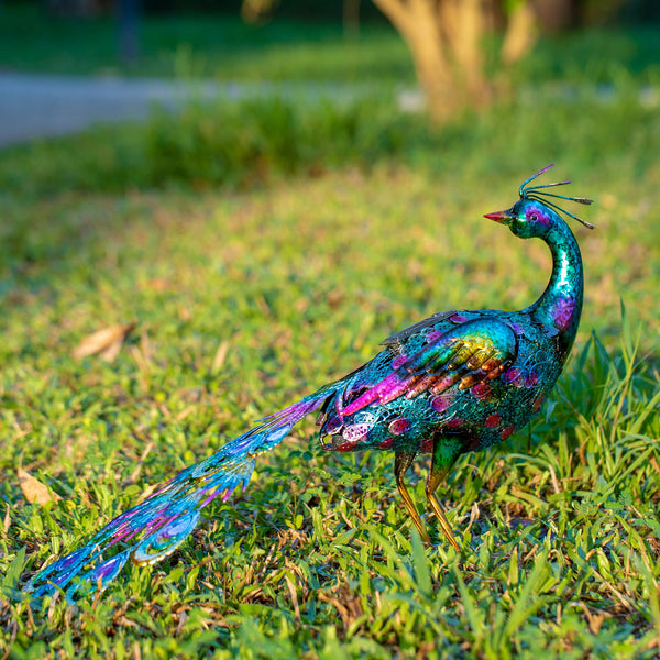 Solar Powered Peacock Garden Statue