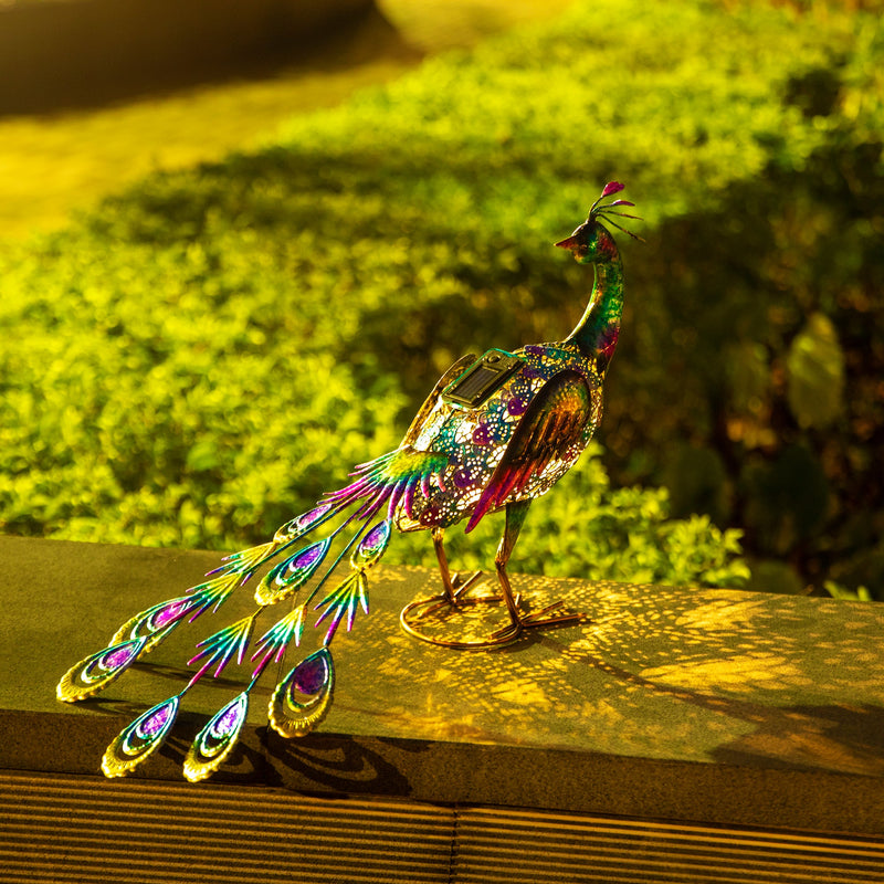 Solar Powered Peacock Garden Statue