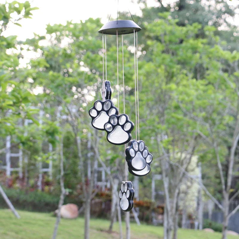 Paw Prints Solar Wind Chime Light