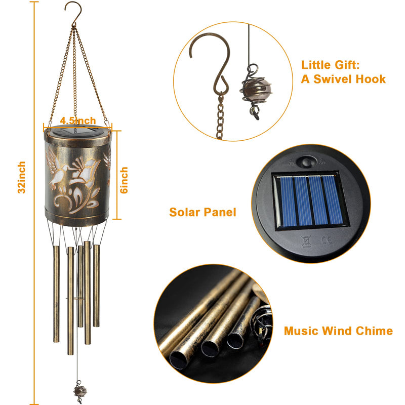 Hummingbird Metal Wind Chime Lamp