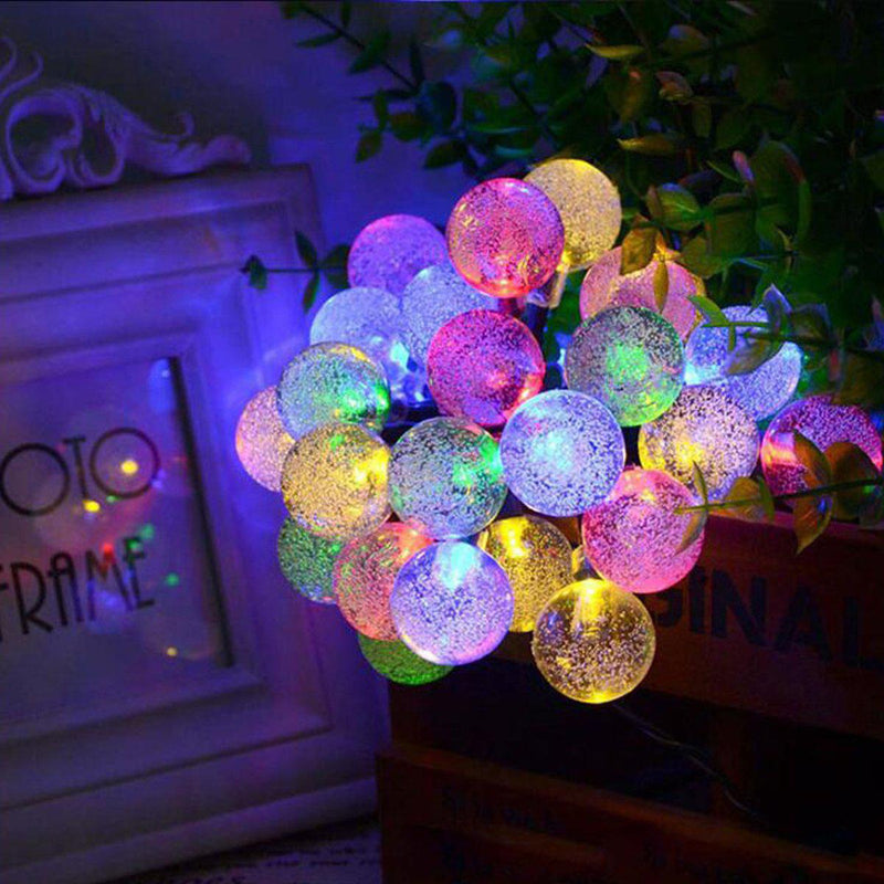 Solar-Powered Crystal Ball String Lights