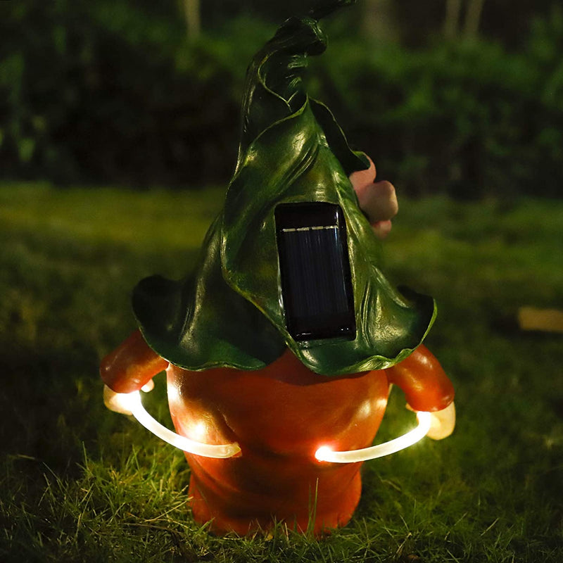 Solar Garden Gnome Statue - Fluorescent Circle