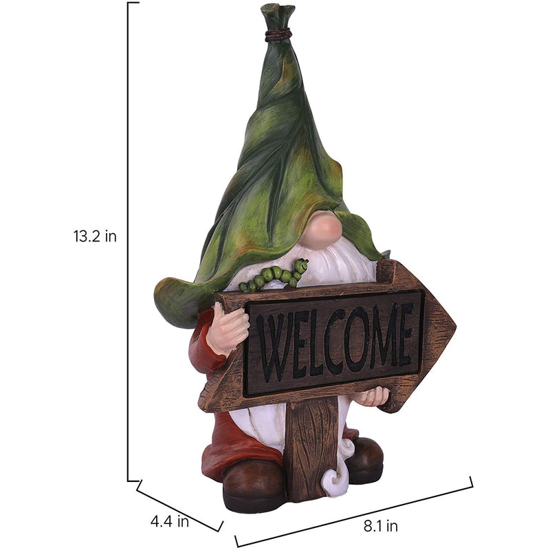 Solar Garden Gnome Statue - Welcome