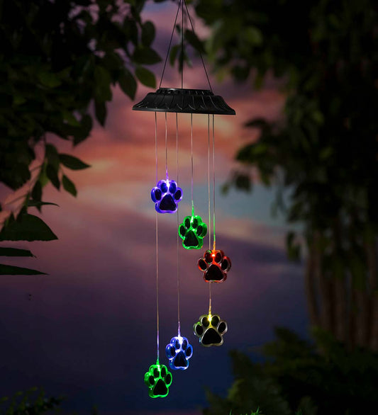 Paw Prints Solar Wind Chime Light