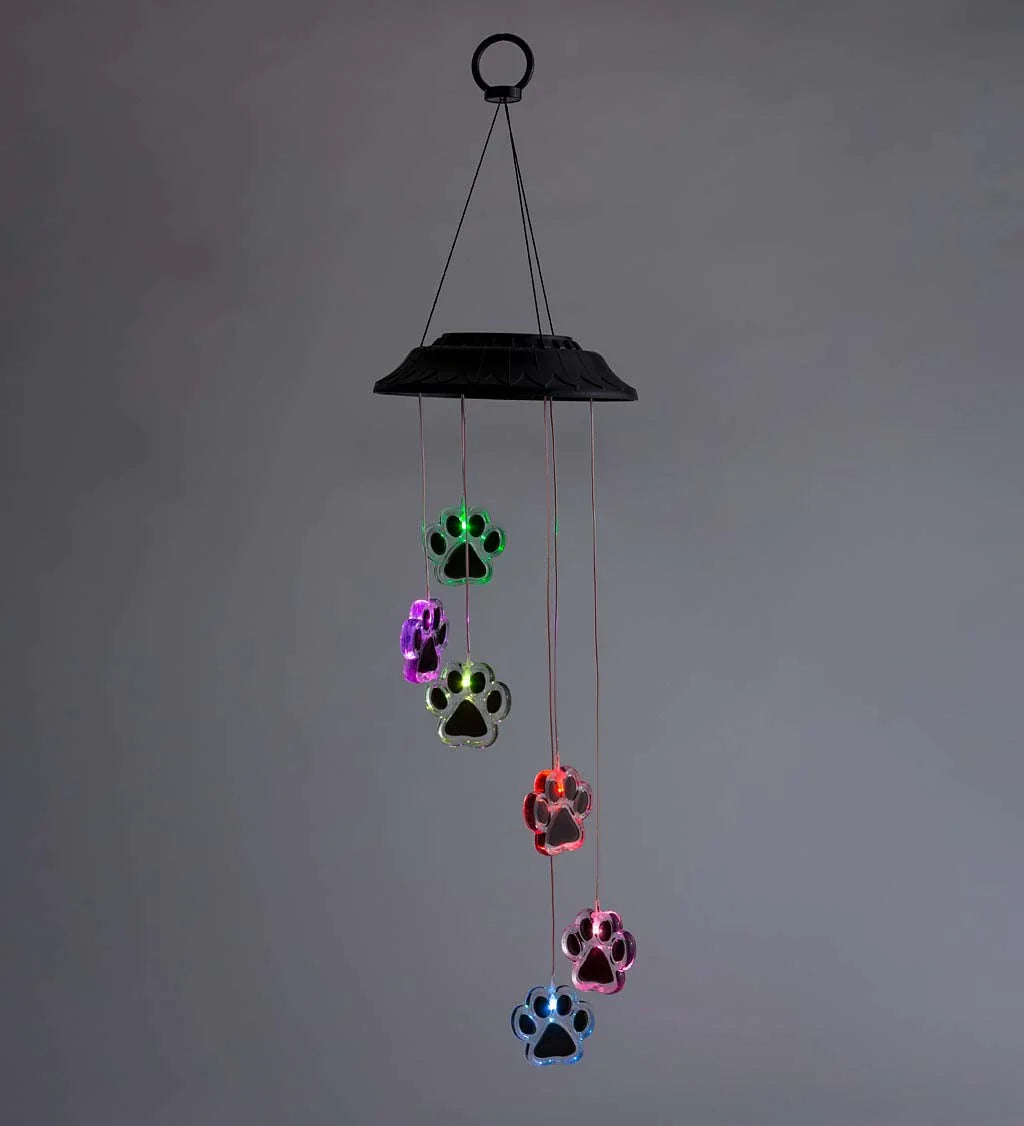 Paw Prints Solar Wind Chime Light