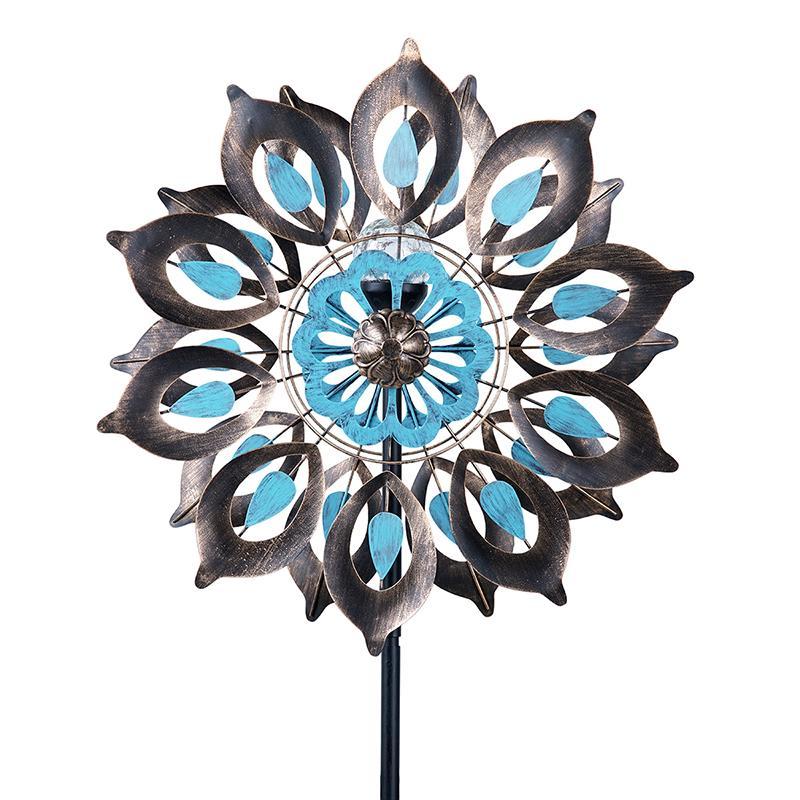 Copper-Colored Metal Lily Wind Spinner