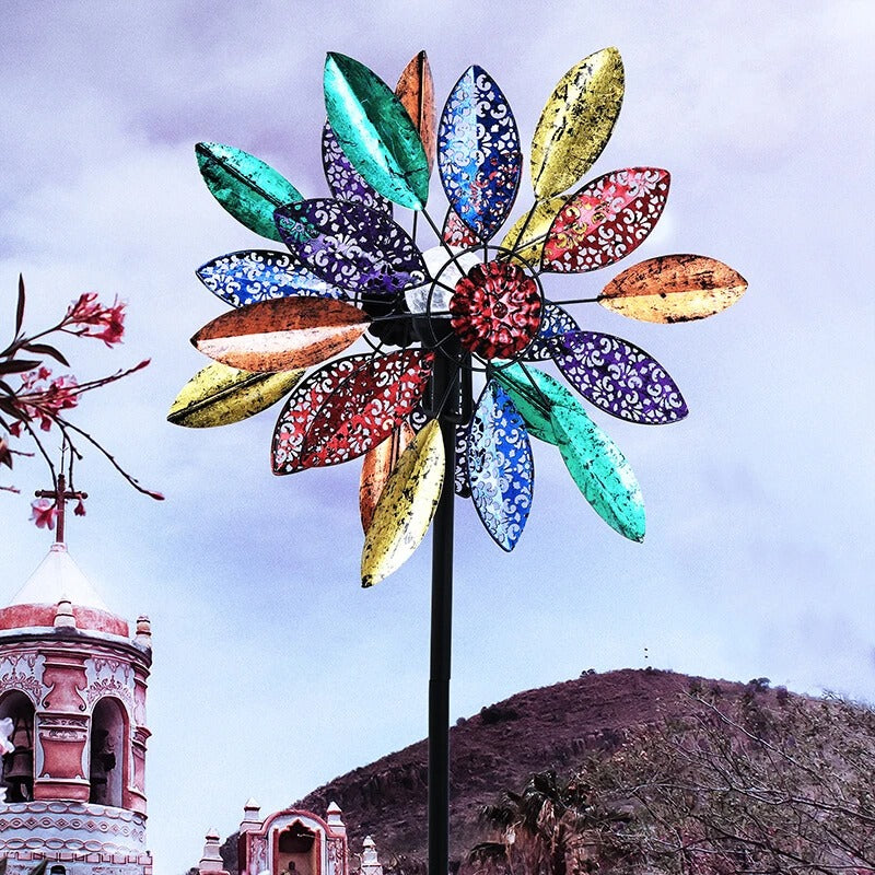 Colorful Dahlia Wind Spinner