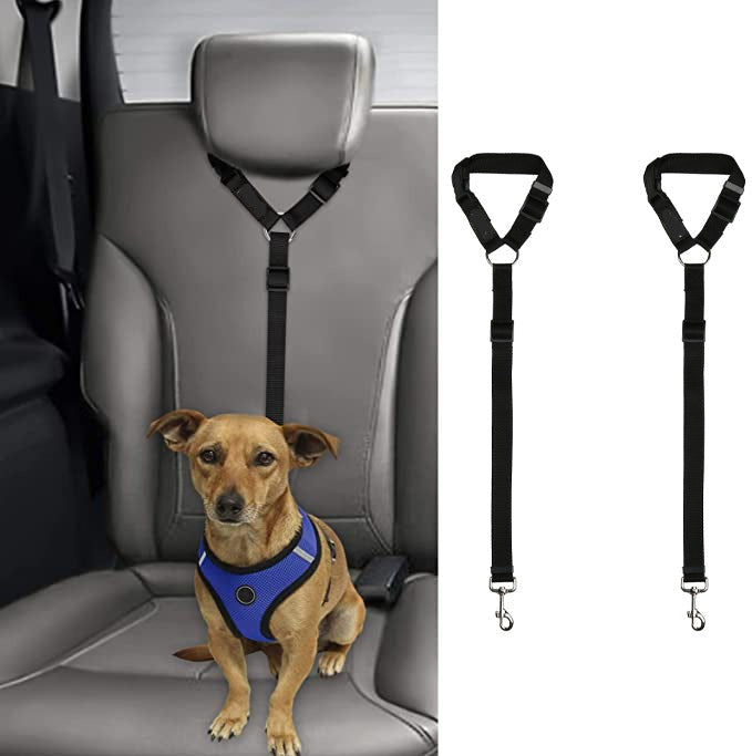 2 Pack Headrest Dog Car Safety Seatbelt