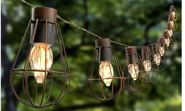 Solar Cage Lantern String Lights