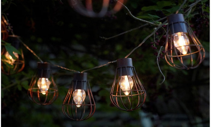 Solar Cage Lantern String Lights