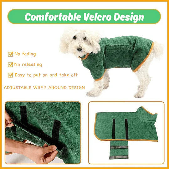 Super Absorbent Pet Bathrobe for Dogs & Cats of All Sizes