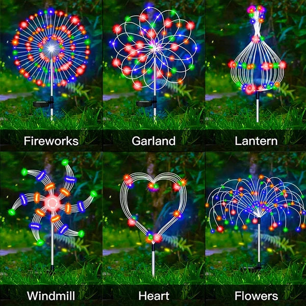 4 Packs Outdoor Solar Garden Firework Lights