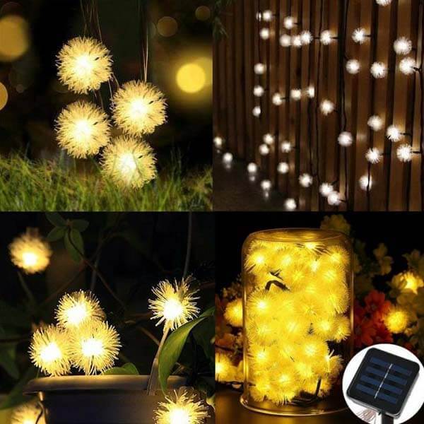 Solar-Powered Warm-White Dandelion Lights