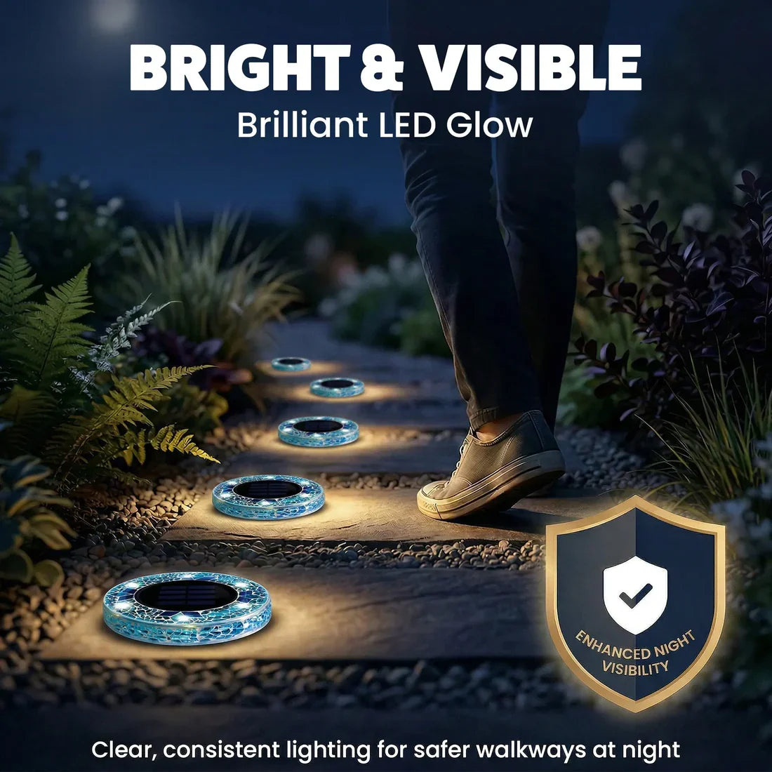 4 Pack Solar Outdoor Mosaic Disk Lights