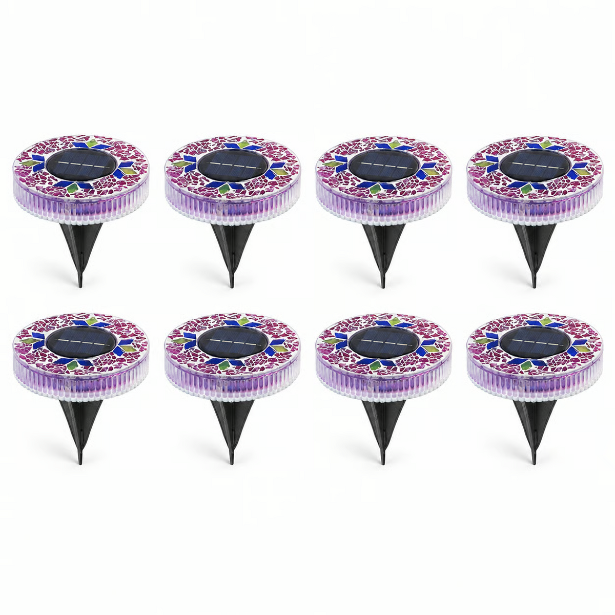 4 Pack Solar Outdoor Mosaic Disk Lights