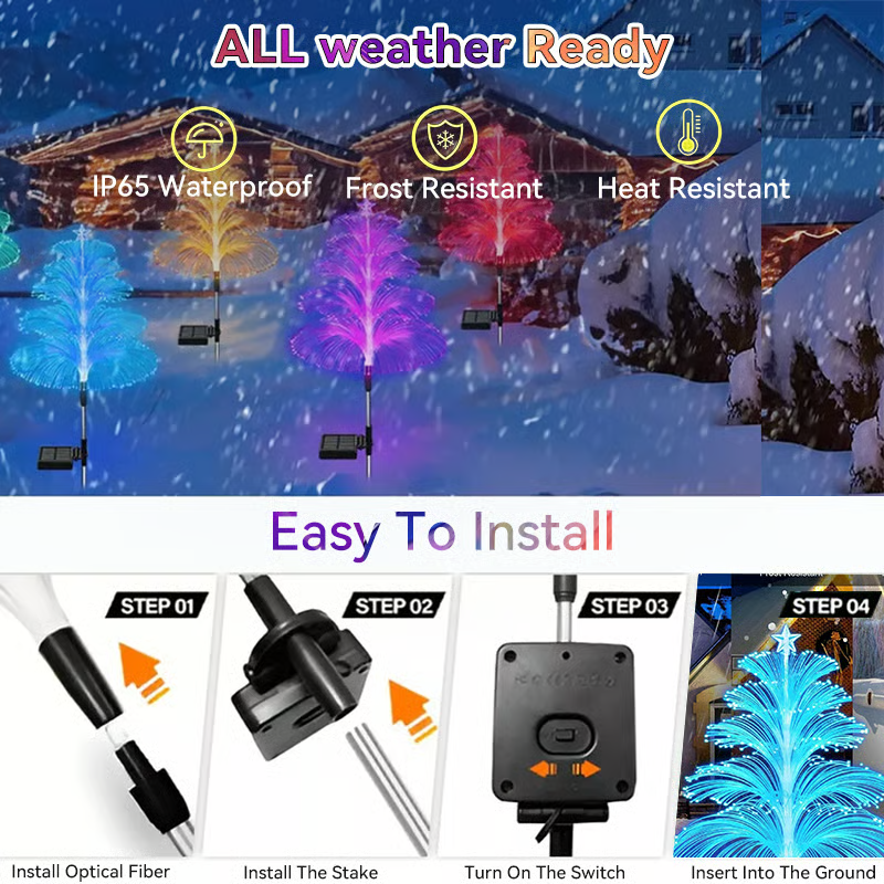 3 Pack Seven Colors Gradient Solar Christmas Tree Lights