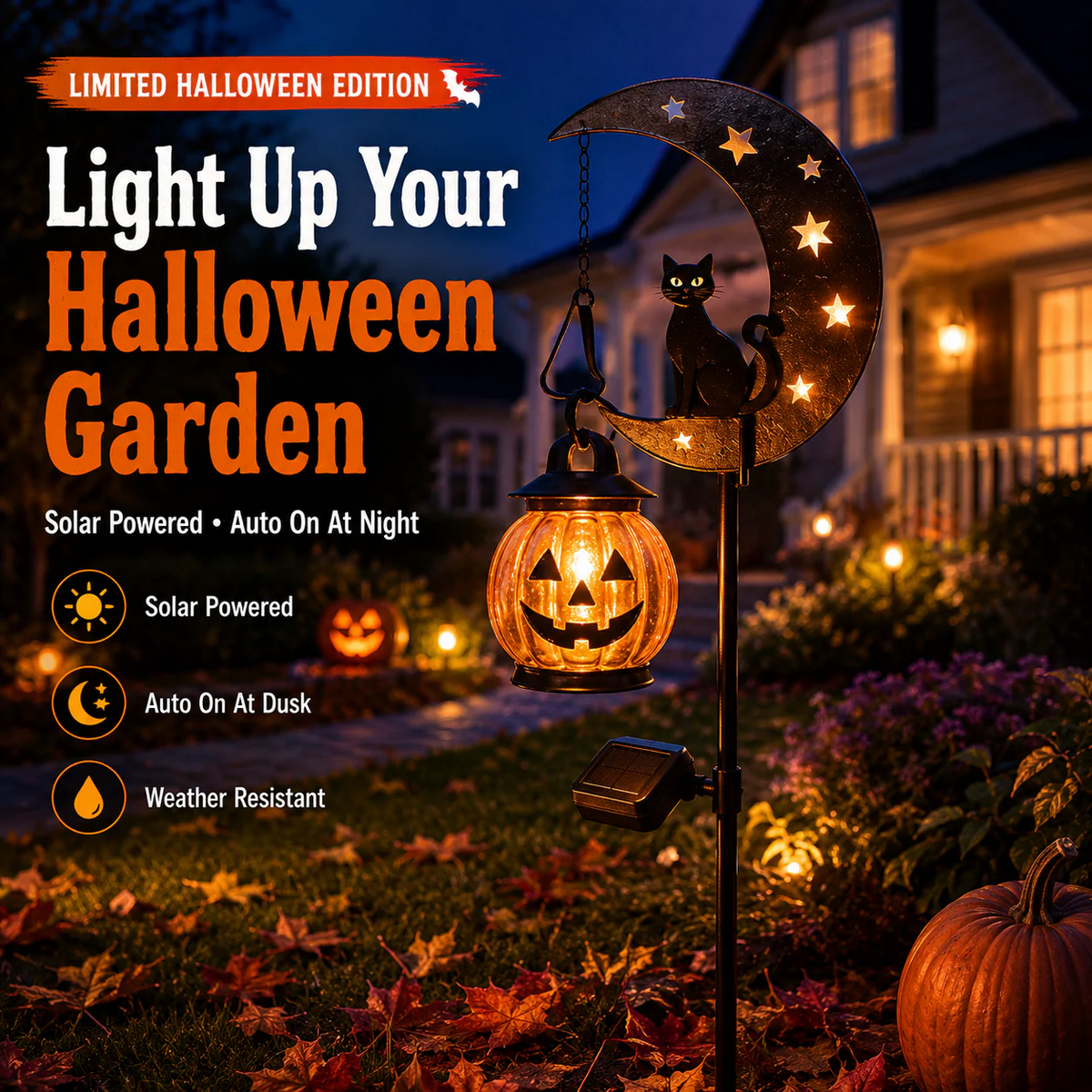 🎃Halloween Early Bird Special Sale 49% OFF-Pumpkin Moon Solar Garden Stake Light