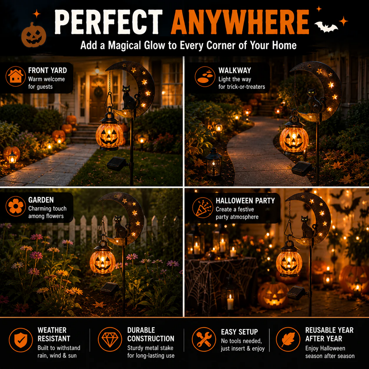 🎃Halloween Early Bird Special Sale 49% OFF-Pumpkin Moon Solar Garden Stake Light
