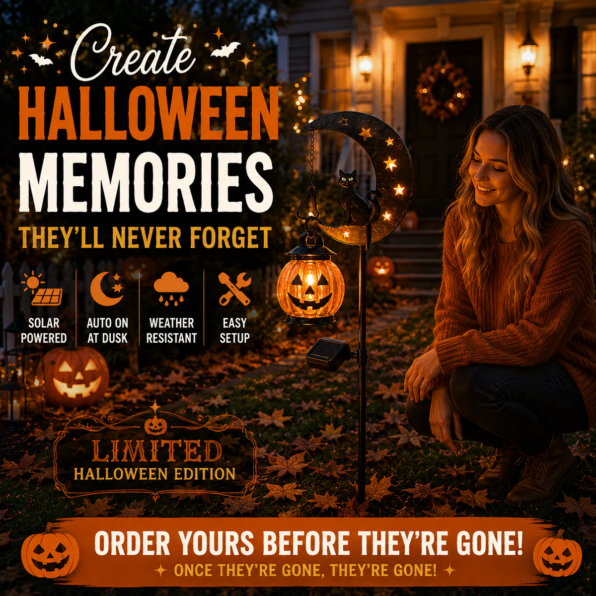 🎃Halloween Early Bird Special Sale 49% OFF-Pumpkin Moon Solar Garden Stake Light