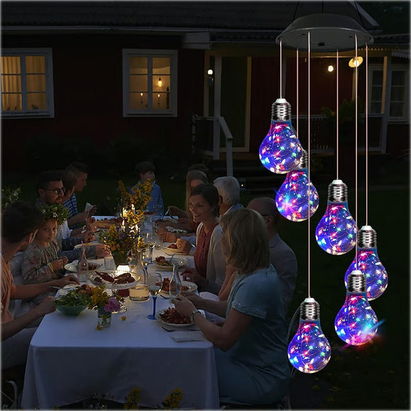 (🔥2025 BEST GIFT TO FAMILY🔥)Colorful LED Solar-Powered Light Bulb Wind Chimes