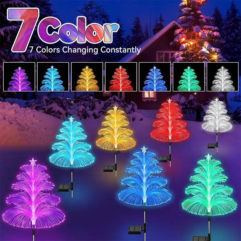 3 Pack Seven Colors Gradient Solar Christmas Tree Lights