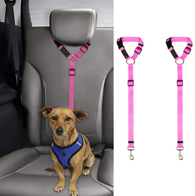 2 Pack Headrest Dog Car Safety Seatbelt