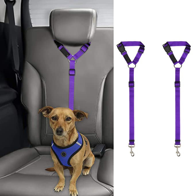 2 Pack Headrest Dog Car Safety Seatbelt
