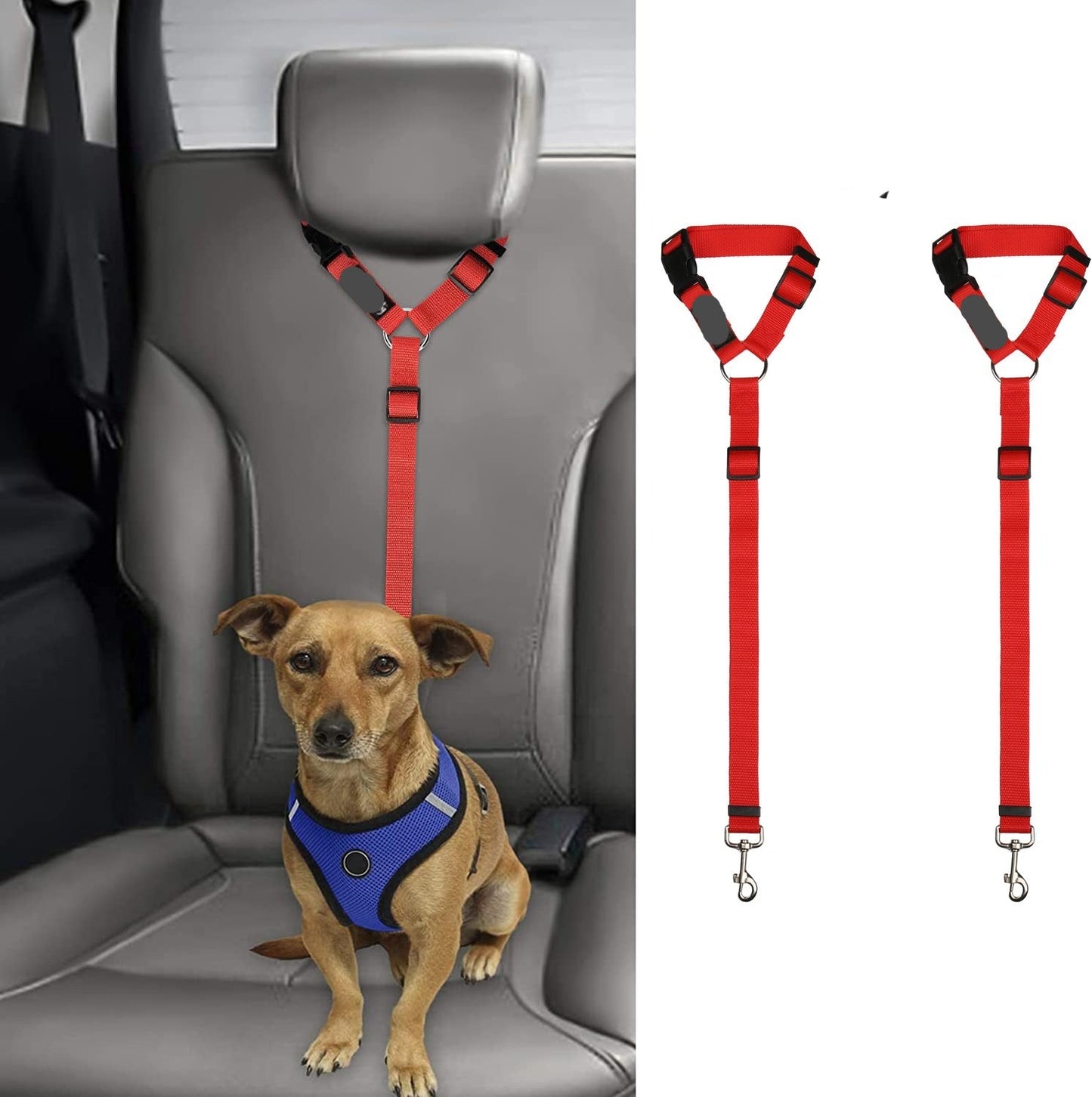 2 Pack Headrest Dog Car Safety Seatbelt