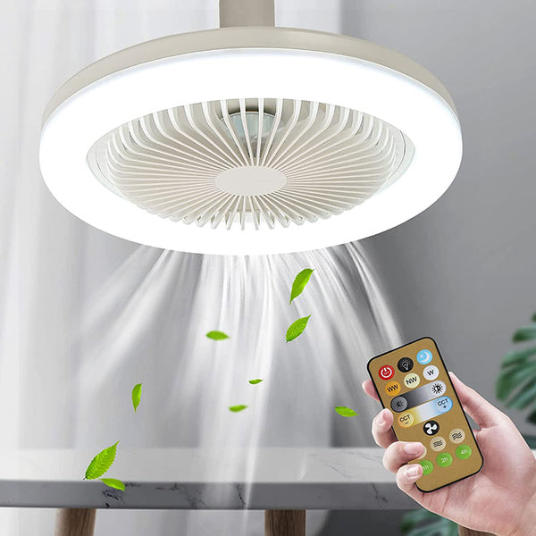 Socket Fan Ceiling with Light, Screw into Any Light Socket, with Remote Control